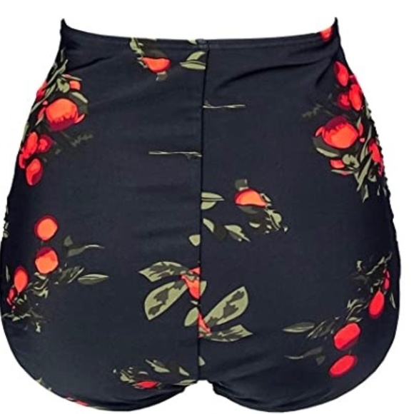 COCOSHIP Women's Retro Ruched High Waist Swim Bottoms - Picture 2 of 2